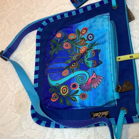 Laurel Burch Vibrant Blue Cat Crossbody Bag - Picture 3 of 11